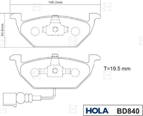 Hola BD840 - Гальмівні колодки, дискові гальма autozip.com.ua