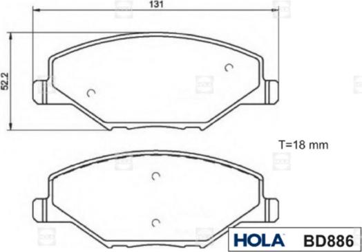 Hola BD886 - Гальмівні колодки, дискові гальма autozip.com.ua