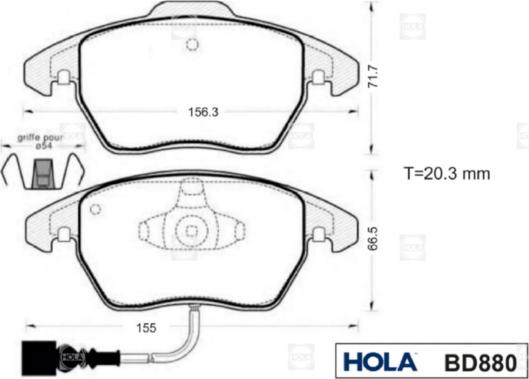 Hola BD880 - Гальмівні колодки, дискові гальма autozip.com.ua