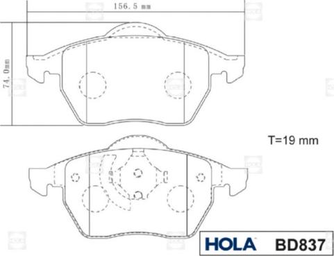 Hola BD837 - Гальмівні колодки, дискові гальма autozip.com.ua