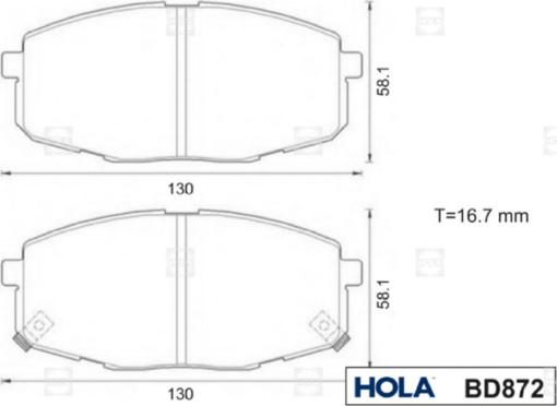 Hola BD872 - Гальмівні колодки, дискові гальма autozip.com.ua