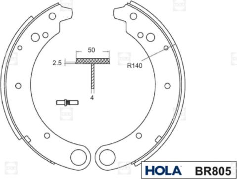Hola BR805 - Комплект гальм, барабанний механізм autozip.com.ua