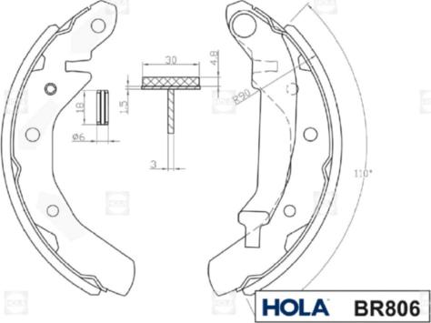 Hola BR806 - Комплект гальм, барабанний механізм autozip.com.ua