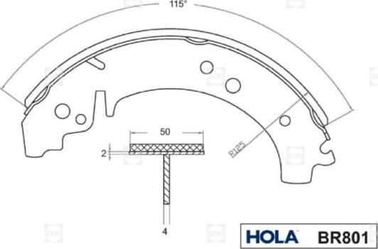 Hola BR801 - Комплект гальм, барабанний механізм autozip.com.ua