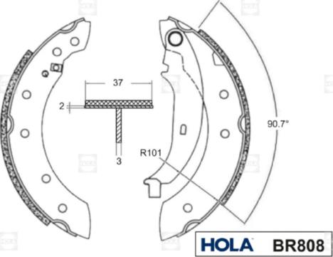 Hola BR808 - Комплект гальм, барабанний механізм autozip.com.ua