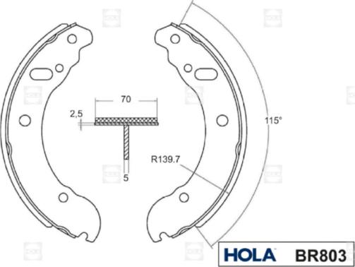 Hola BR803 - Комплект гальм, барабанний механізм autozip.com.ua