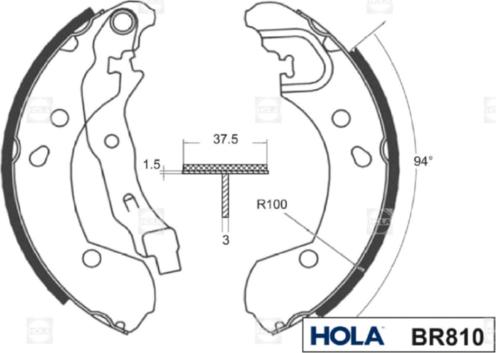 Hola BR810 - Комплект гальм, барабанний механізм autozip.com.ua