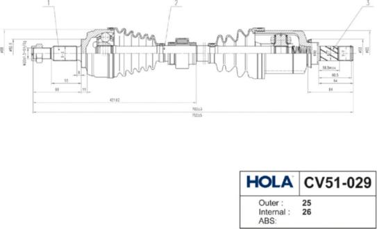 Hola CV51-029 - Приводний вал autozip.com.ua