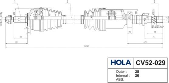 Hola CV52-029 - Приводний вал autozip.com.ua