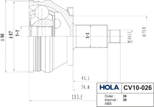 Hola CV10-026 - Шарнір, ШРУС, приводний вал autozip.com.ua