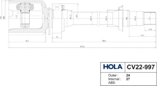 Hola CV22-997 - Шарнір, ШРУС, приводний вал autozip.com.ua