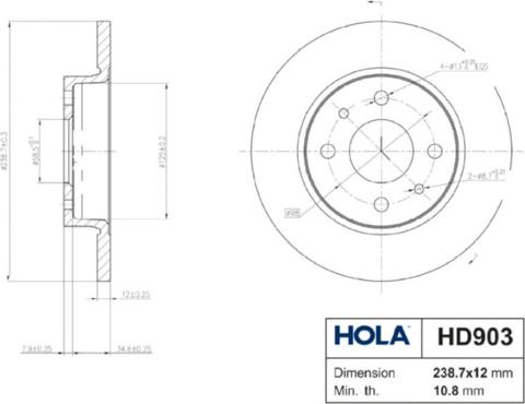 Hola HD903 - Гальмівний диск autozip.com.ua