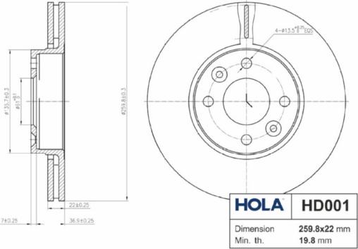 Hola HD001 - Гальмівний диск autozip.com.ua
