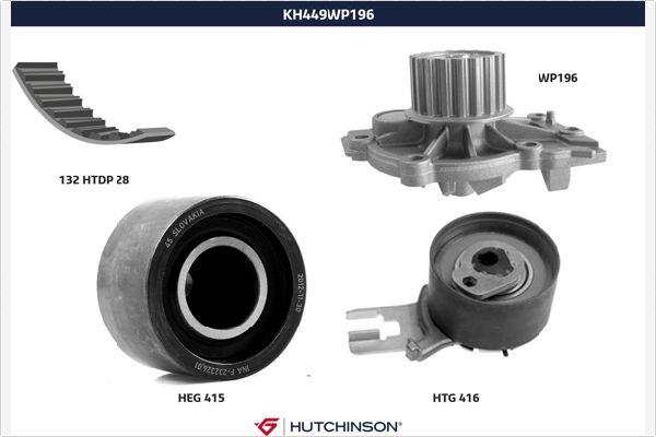 Hutchinson KH 449WP196 - Водяний насос + комплект зубчатого ременя autozip.com.ua