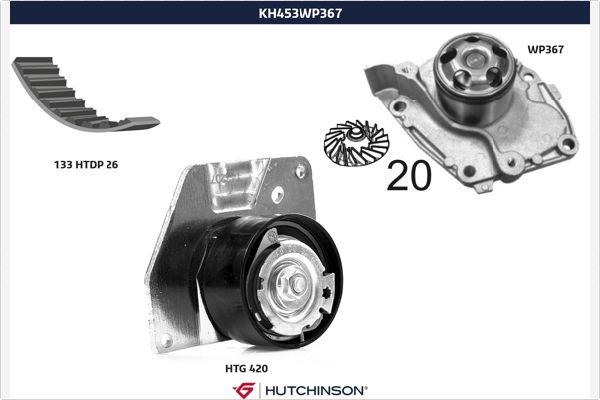 Hutchinson KH 453WP367 - Водяний насос + комплект зубчатого ременя autozip.com.ua