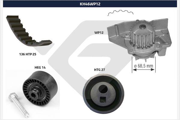 Hutchinson KH 46WP12 - Водяний насос + комплект зубчатого ременя autozip.com.ua