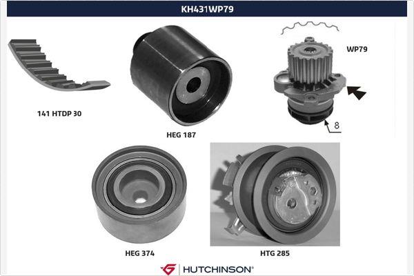 Hutchinson KH 431WP79 - Водяний насос + комплект зубчатого ременя autozip.com.ua