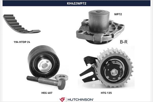 Hutchinson KH 422WP72 - Водяний насос + комплект зубчатого ременя autozip.com.ua