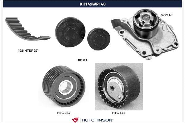 Hutchinson KH 149WP140 - Водяний насос + комплект зубчатого ременя autozip.com.ua