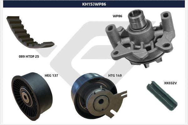 Hutchinson KH 153WP86 - Водяний насос + комплект зубчатого ременя autozip.com.ua