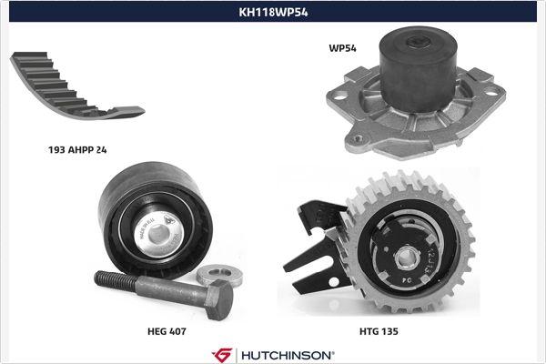 Hutchinson KH 118WP54 - Водяний насос + комплект зубчатого ременя autozip.com.ua