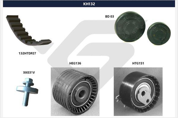 Hutchinson KH 132 - Комплект ременя ГРМ autozip.com.ua
