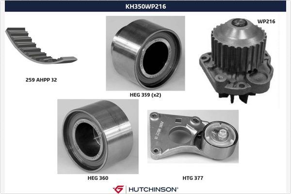 Hutchinson KH 350WP216 - Водяний насос + комплект зубчатого ременя autozip.com.ua