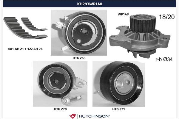 Hutchinson KH 293WP148 - Водяний насос + комплект зубчатого ременя autozip.com.ua