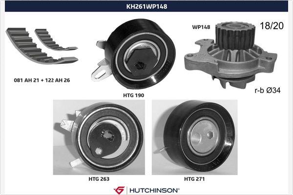 Hutchinson KH 261WP148 - Водяний насос + комплект зубчатого ременя autozip.com.ua