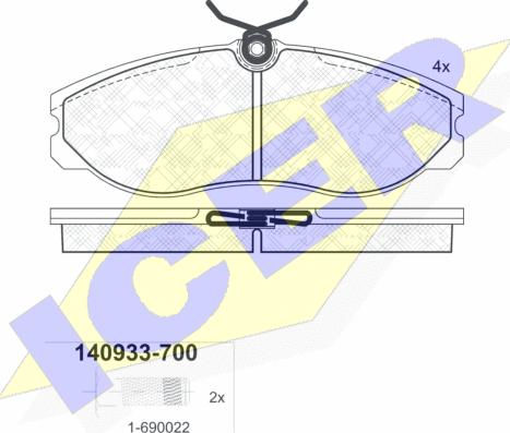 Icer 140933-700 - Гальмівні колодки, дискові гальма autozip.com.ua