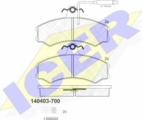 Icer 140403-700 - Гальмівні колодки, дискові гальма autozip.com.ua