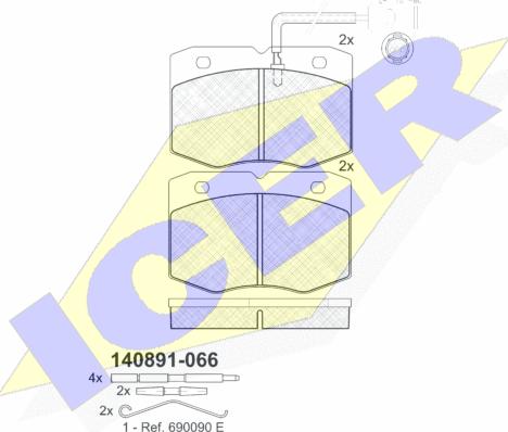 Icer 140891-066 - Гальмівні колодки, дискові гальма autozip.com.ua