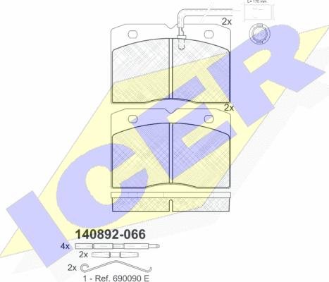 Icer 140892-066 - Гальмівні колодки, дискові гальма autozip.com.ua