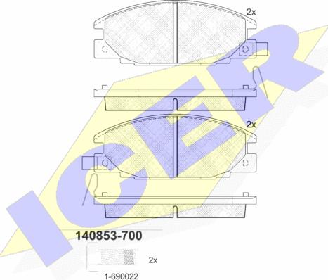 Icer 140853-700 - Гальмівні колодки, дискові гальма autozip.com.ua