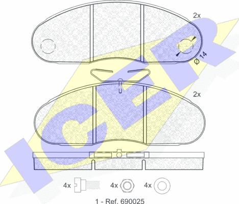 Icer 140834 - Гальмівні колодки, дискові гальма autozip.com.ua