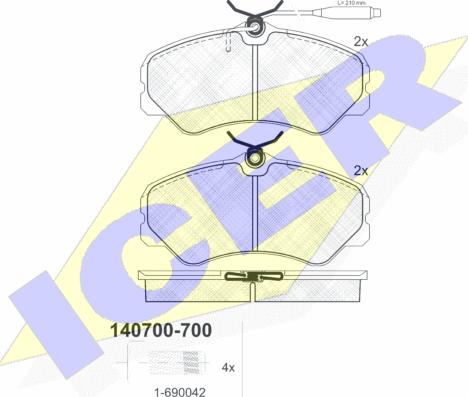 Icer 140700-700 - Гальмівні колодки, дискові гальма autozip.com.ua