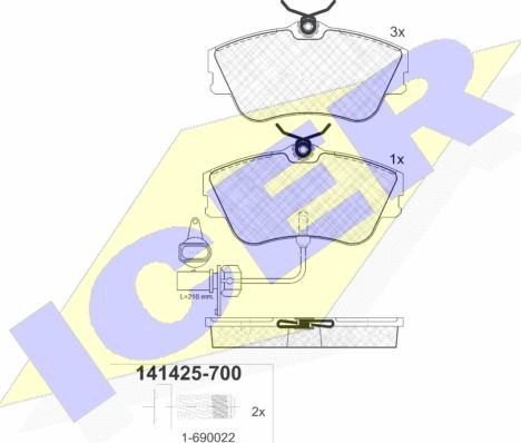 Icer 141425-700 - Гальмівні колодки, дискові гальма autozip.com.ua