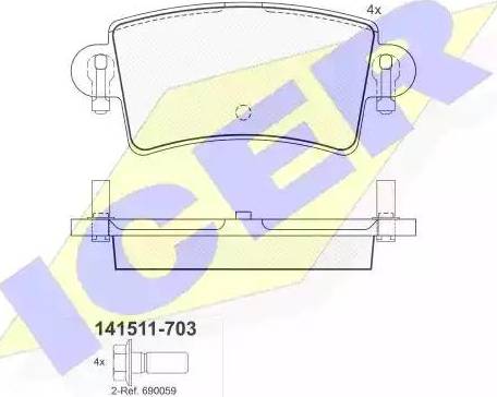 Icer 141511 - Гальмівні колодки, дискові гальма autozip.com.ua