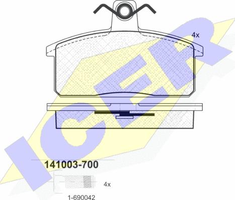 Icer 141003-700 - Гальмівні колодки, дискові гальма autozip.com.ua