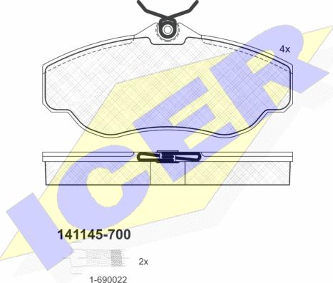 Icer 141145-700 - Гальмівні колодки, дискові гальма autozip.com.ua