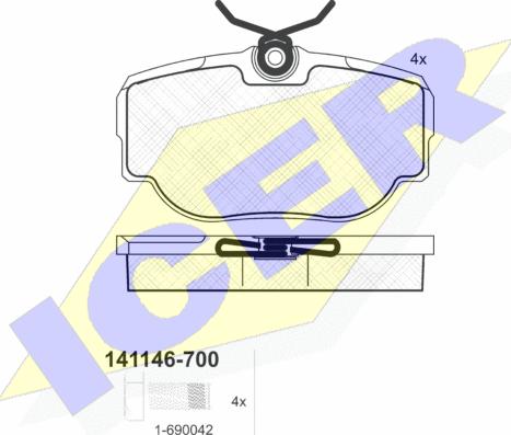 Icer 141146-700 - Гальмівні колодки, дискові гальма autozip.com.ua