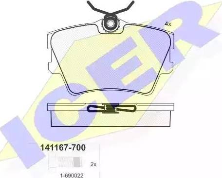 Icer 141167 - Гальмівні колодки, дискові гальма autozip.com.ua