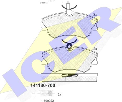 Icer 141180-700 - Гальмівні колодки, дискові гальма autozip.com.ua