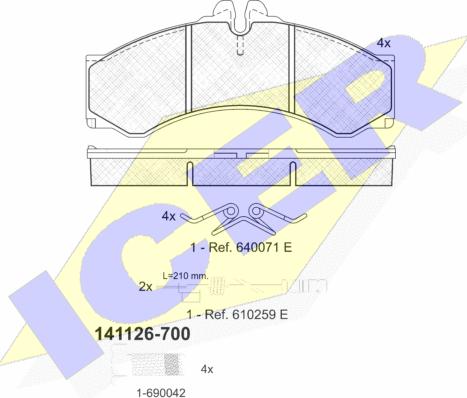 Icer 141126-700 - Гальмівні колодки, дискові гальма autozip.com.ua