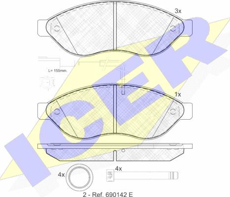 Icer 141803 - Гальмівні колодки, дискові гальма autozip.com.ua