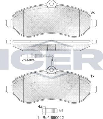 Icer 141802LM - Гальмівні колодки, дискові гальма autozip.com.ua