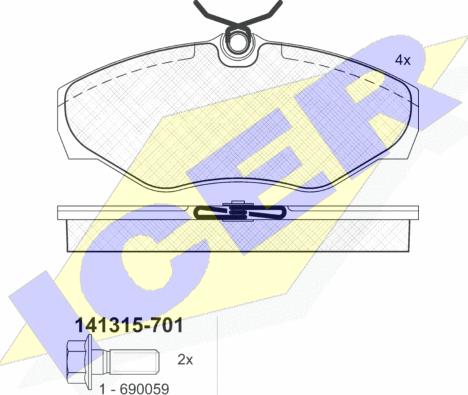 Icer 141315-701 - Гальмівні колодки, дискові гальма autozip.com.ua