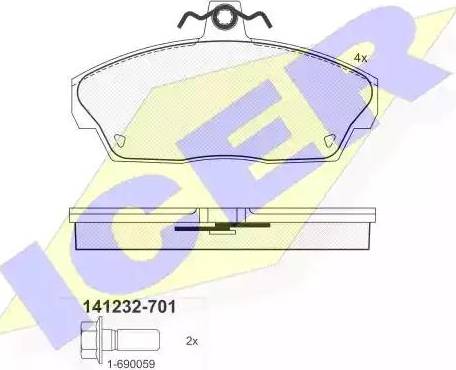 Icer 141232 - Гальмівні колодки, дискові гальма autozip.com.ua