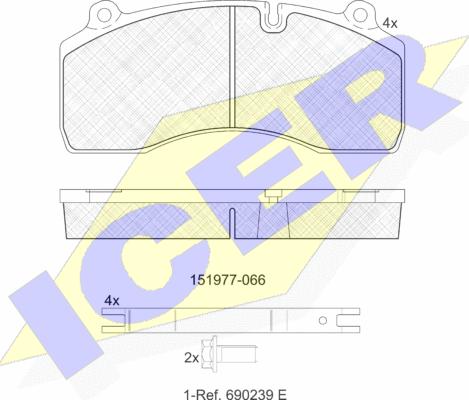 Icer 151977-066 - Гальмівні колодки, дискові гальма autozip.com.ua