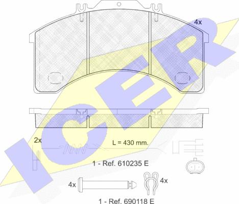 Icer 151043-111 - Гальмівні колодки, дискові гальма autozip.com.ua